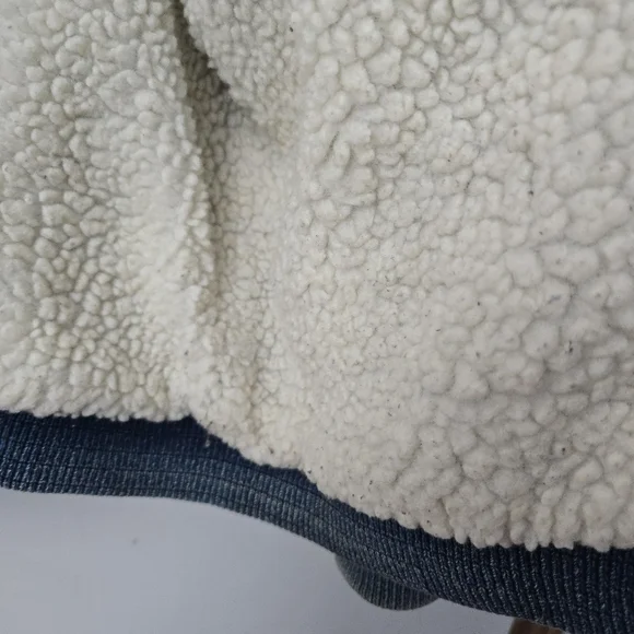 Vtg 90s AKA BAY Puffy Denim Sherpa Lined Mens L Bomber Trucker Jacket Y2K - Picture 4 of 16